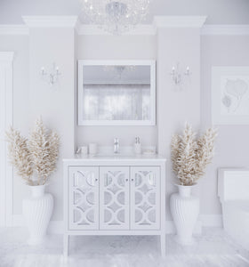 Mediterraneo 36" White Bathroom Vanity with Countertop