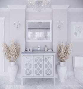 Mediterraneo 36" White Bathroom Vanity with Countertop
