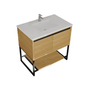 Alto 36" California White Oak Bathroom Vanity with Countertop