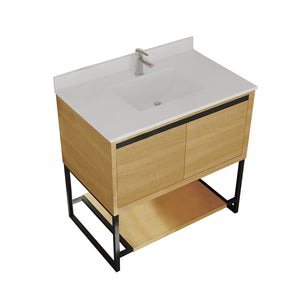 Alto 36" California White Oak Bathroom Vanity with Countertop