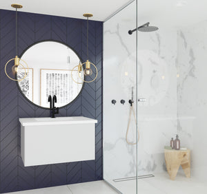 Vitri 30" Cloud White Bathroom Vanity with VIVA Stone Solid Surface Countertop