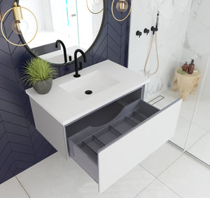 Vitri 36" Cloud White Bathroom Vanity with VIVA Stone Solid Surface Countertop