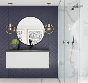 Vitri 42" Cloud White Bathroom Vanity with VIVA Stone Solid Surface Countertop