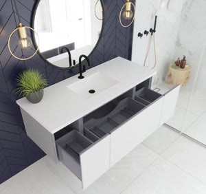 Vitri 54" Cloud White Bathroom Vanity with VIVA Stone Solid Surface Countertop