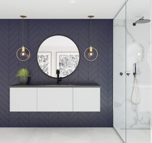 Vitri 60" Cloud White Single Sink Bathroom Vanity with VIVA Stone Solid Surface Countertop