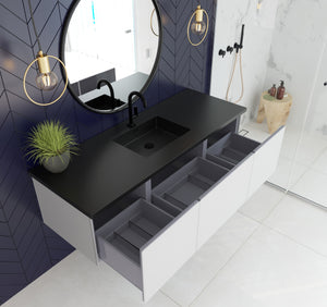 Vitri 60" Cloud White Single Sink Bathroom Vanity with VIVA Stone Solid Surface Countertop