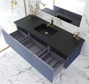 Vitri 60" Nautical Blue Single Sink Bathroom Vanity with VIVA Stone Solid Surface Countertop