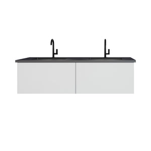 Vitri 60" Cloud White Double Sink Bathroom Vanity with VIVA Stone Solid Surface Countertop