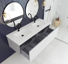 Load image into Gallery viewer, Vitri 60&quot; Cloud White Double Sink Bathroom Vanity with VIVA Stone Solid Surface Countertop