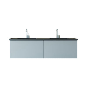 Vitri 60" Fossil Grey Double Sink Bathroom Vanity with VIVA Stone Solid Surface Countertop