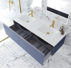 Vitri 60" Nautical Blue Double Sink Bathroom Vanity with VIVA Stone Solid Surface Countertop