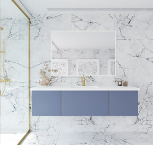Vitri 66" Nautical Blue Single Sink Bathroom Vanity with VIVA Stone Solid Surface Countertop