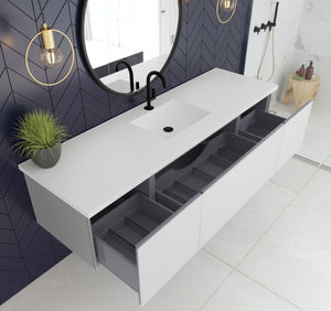 Vitri 72" Cloud White Single Sink Bathroom Vanity with VIVA Stone Solid Surface Countertop