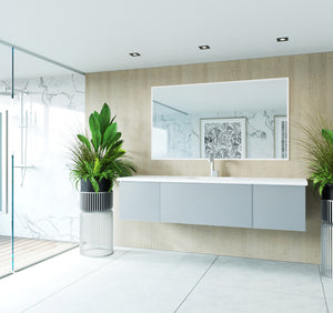 Vitri 72" Fossil Grey Single Sink Bathroom Vanity with VIVA Stone Solid Surface Countertop