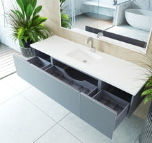 Load image into Gallery viewer, Vitri 72&quot; Fossil Grey Single Sink Bathroom Vanity with VIVA Stone Solid Surface Countertop