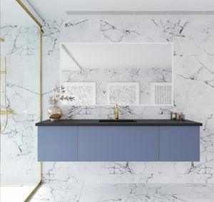 Vitri 72" Nautical Blue Single Sink Bathroom Vanity with VIVA Stone Solid Surface Countertop