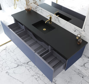 Vitri 72" Nautical Blue Single Sink Bathroom Vanity with VIVA Stone Solid Surface Countertop