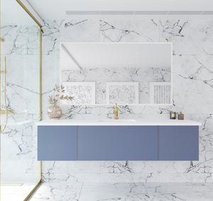 Vitri 72" Nautical Blue Single Sink Bathroom Vanity with VIVA Stone Solid Surface Countertop