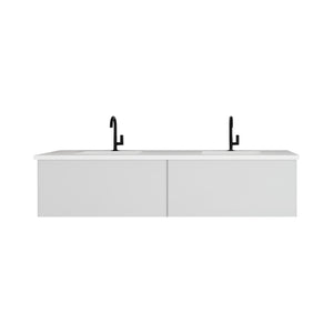 Vitri 72" Cloud White Double Sink Bathroom Vanity with VIVA Stone Solid Surface Countertop