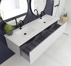 Vitri 72" Cloud White Double Sink Bathroom Vanity with VIVA Stone Solid Surface Countertop