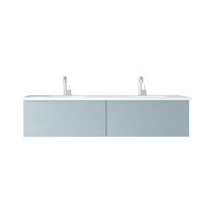 Vitri 72" Fossil Grey Double Sink Bathroom Vanity with VIVA Stone Solid Surface Countertop
