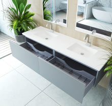 Load image into Gallery viewer, Vitri 72&quot; Fossil Grey Double Sink Bathroom Vanity with VIVA Stone Solid Surface Countertop