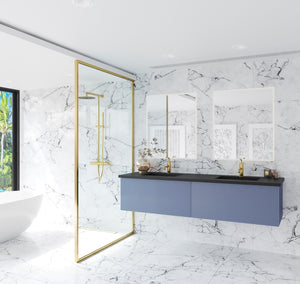 Vitri 72" Nautical Blue Double Sink Bathroom Vanity with VIVA Stone Solid Surface Countertop