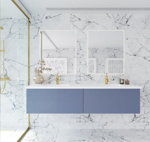 Vitri 72" Nautical Blue Double Sink Bathroom Vanity with VIVA Stone Solid Surface Countertop