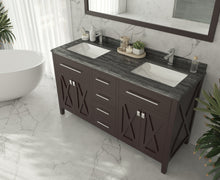 Load image into Gallery viewer, Wimbledon 60&quot; Brown Double Sink Bathroom Vanity with Countertop