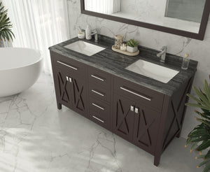 Wimbledon 60" Brown Double Sink Bathroom Vanity with Countertop