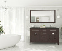 Load image into Gallery viewer, Wimbledon 60&quot; Brown Double Sink Bathroom Vanity with Countertop