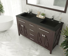 Load image into Gallery viewer, Wimbledon 60&quot; Brown Double Sink Bathroom Vanity with Countertop