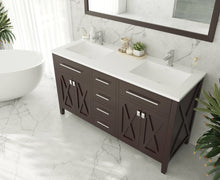 Load image into Gallery viewer, Wimbledon 60&quot; Brown Double Sink Bathroom Vanity with Countertop
