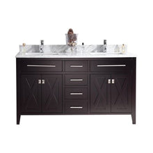 Load image into Gallery viewer, Wimbledon 60&quot; Brown Double Sink Bathroom Vanity with Countertop