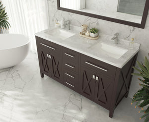 Wimbledon 60" Brown Double Sink Bathroom Vanity with Countertop