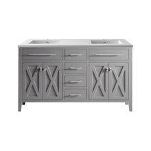 Load image into Gallery viewer, Wimbledon 60&quot; Grey Double Sink Bathroom Vanity with Countertop