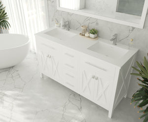 Wimbledon 60" White Double Sink Bathroom Vanity with Countertop