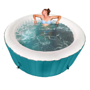 ALEKO Round Inflatable Hot Tub Spa With Cover 2-4 Person - 210 Gallon - Light Blue and White I SPAFAIR