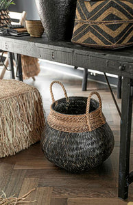 Handwoven Boho Basket by Bizar Bazar - Natural Black I Boho Decor I SPAFAIR