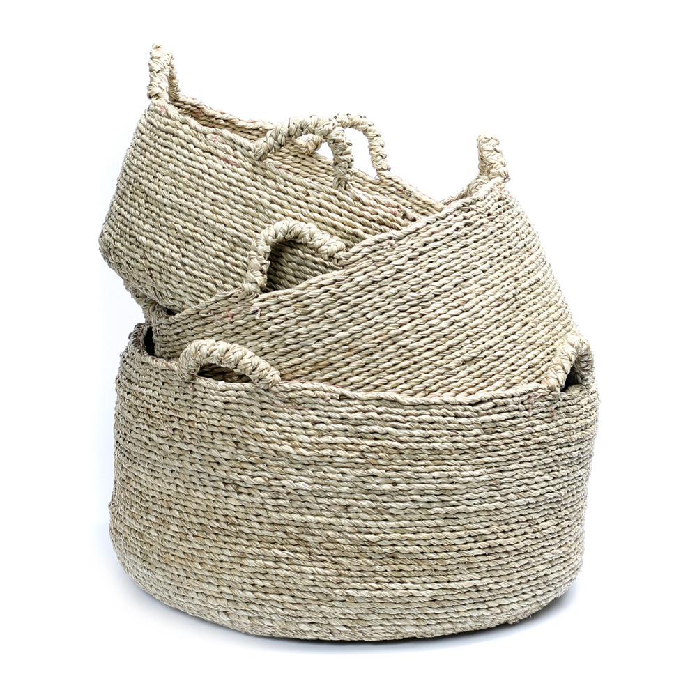 Seagrass Woven Boho Laundry Baskets by Bizar Bazar I Towel Storage I  Set of 3 I SPAFAIR