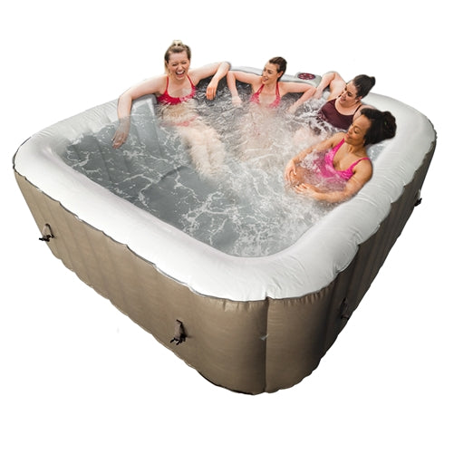 ALEKO Square Blow Up Hot Tub 6 Person with Cove I 250 Gallon I Portable Spa I Brown I SPAFAIR