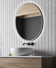 Load image into Gallery viewer, Brilliance Black Finish Round Bathroom Backlit Mirror LED