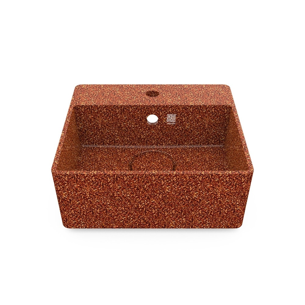 Eco Vessel Sink Wall-Mounted w/ Tap Hole Cube40 I Washbasin | Clay I SPAFAIR