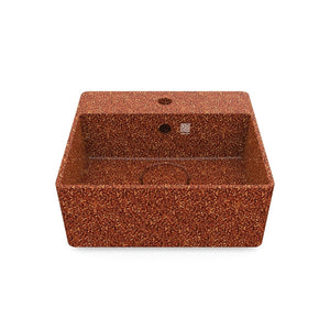 Eco Vessel Sink Cube40 w/ Tap Hole I Washbasin I Clay | SPAFAIR