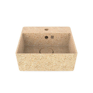 Eco Vessel Sink Cube40 w/ Tap Hole I Washbasin I Natural | SPAFAIR