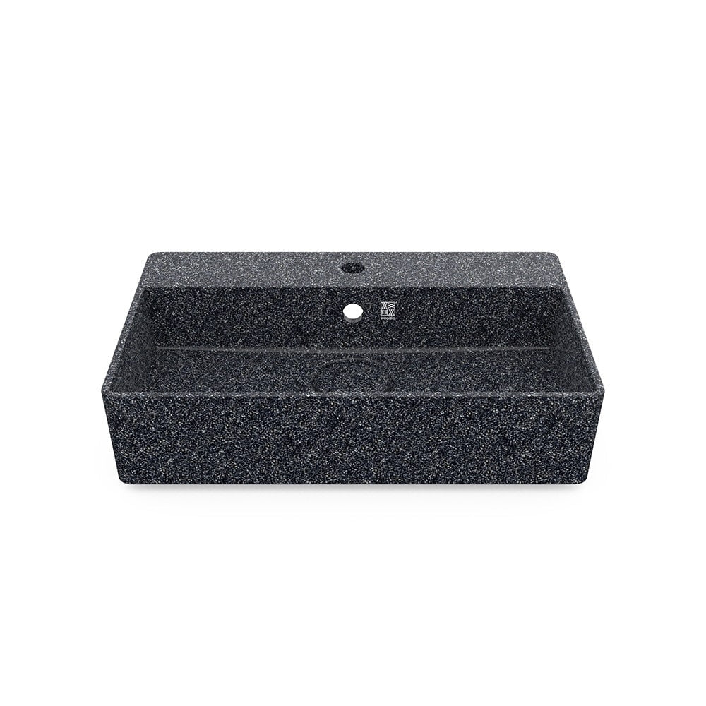Eco Vessel Sink Wall-Mounted w/ Tap Hole Cube60 I Washbasin I Stone | SPAFAIR