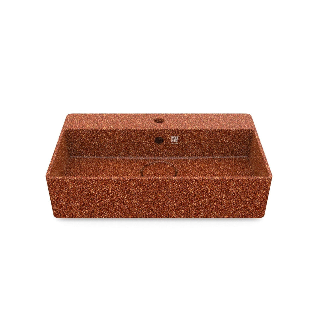 Eco Vessel Sink Cube60 w/ Tap Hole I Washbasin I Clay | SPAFAIR