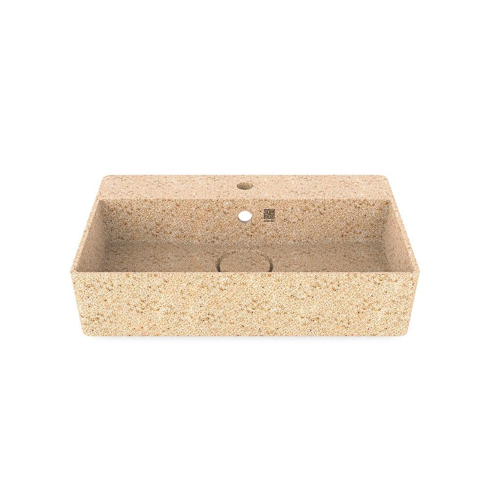Eco Vessel Sink Wall-Mounted w/ Tap Hole Cube60 I Washbasin I Natural | SPAFAIR