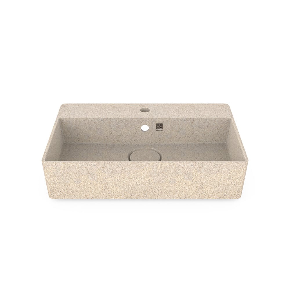 Eco Vessel Sink Wall-Mounted w/ Tap Hole Cube60 I Washbasin I Polar | SPAFAIR