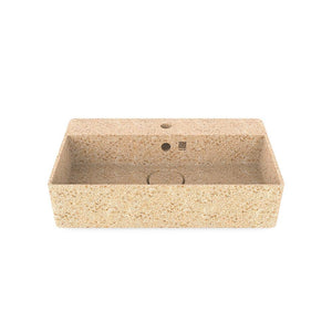 Eco Vessel Sink Cube60 w/ Tap Hole I Washbasin I Natural | SPAFAIR